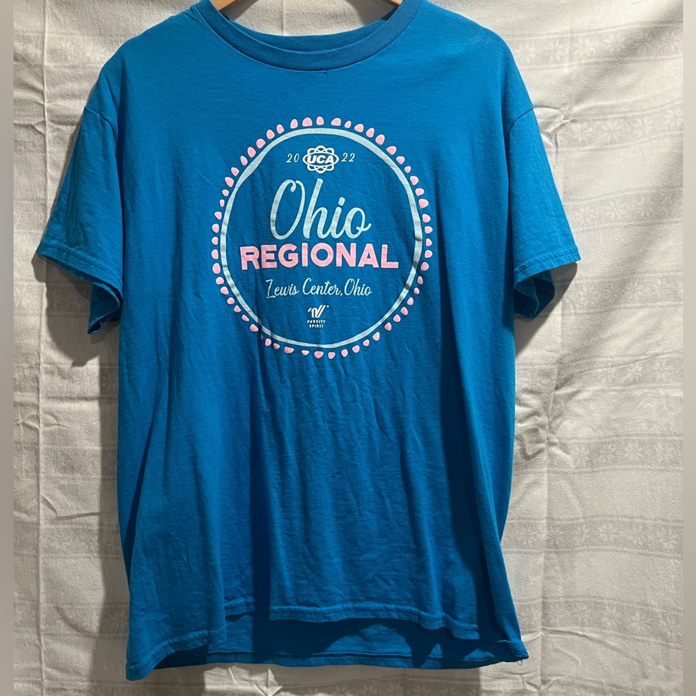 T-shirt from a cheer competition, brand is Varsity